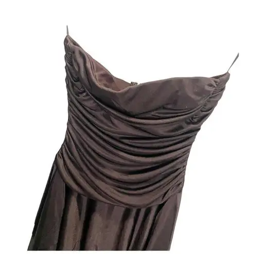 Blondie Nites Vintage Fit And Flare Juniors Dress Brown 3 Strapless Pleated Y2K
