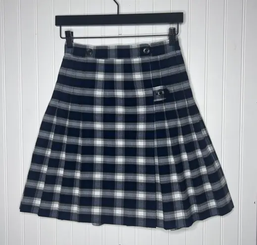 Flynn O’Hara Vintage School Academia Tartan Plaid Pleated Wrap Around Kilt Small