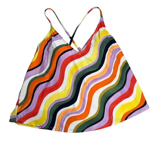 Anne cole Easy Triangle Colorful Wavy Stripe Tankini Swim Top Size s