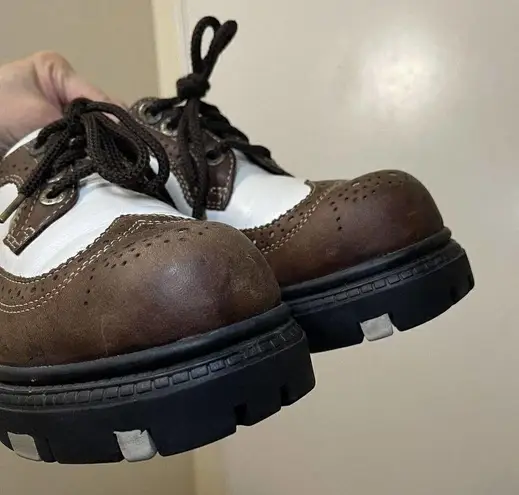 Vintage Y2K London Underground brown oxford wingtip lace up creeper shoes US 7.5