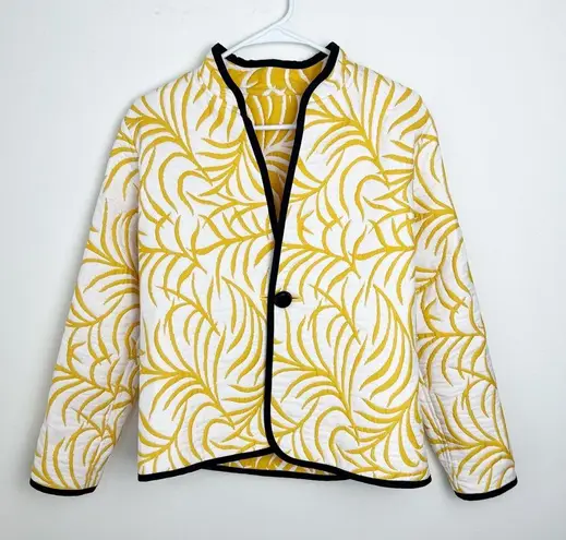 Trimdin Reversible Artisan Jacket Size Small S Yellow & White Palm Front Black