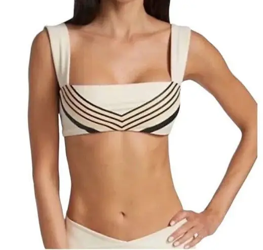 We Wore What Bandeau Bra Top, Off White Stripes, Size XSMALL , NWT