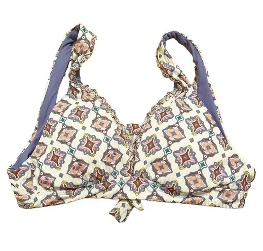 Becca NWT Triangle Bikini Marrakesh Print Tie Back Bathing Suit Swim Top Size S