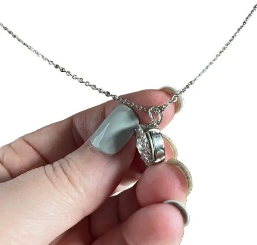 Swarovski Large Clear Round Crystal Pendant On Silver Chain Necklace