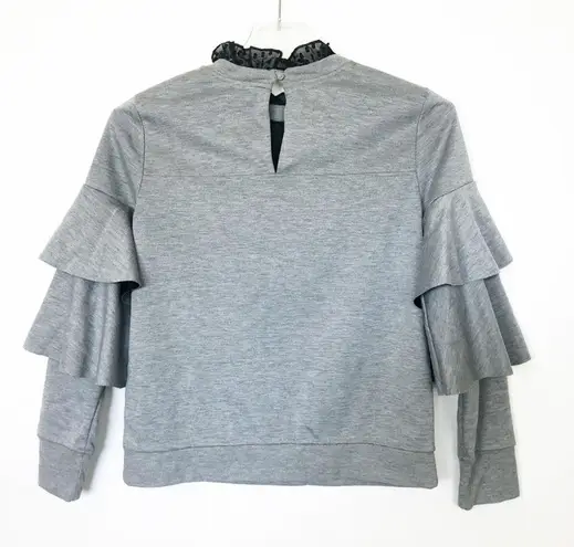Chelsea28 Chealsea28 Gray Ruffle Bell Sleeve Sweatshirt