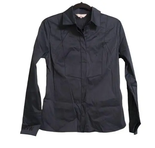 Obzee Womens Button Up Boyfriend Shirt Blue Long Sleeve Cuff Collar 2 Size M