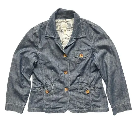 J. Jill Blue Jean Jacket with Relaxed Fit Size M