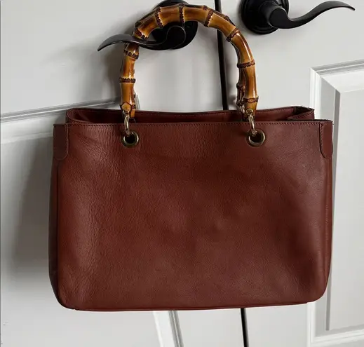 Mark and Graham Bamboo Elisabetta Brown Tote Made in Italy