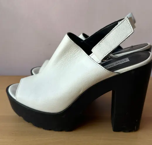 Steve Madden White and Black Heeled Sandals