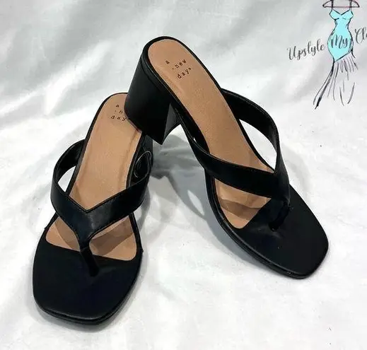 A New Day black low chunky heel sandal size 6.5 NWOT