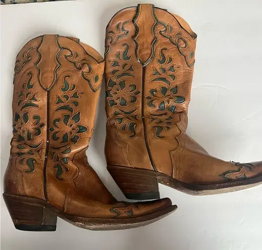 Stetson Brown Western Cowboy Boots with Cutout Design