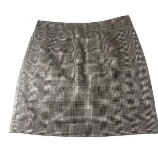 Banana Republic  Women's 100% Wool Plaid Mini Skirt Brown‎ Check Button Front 4