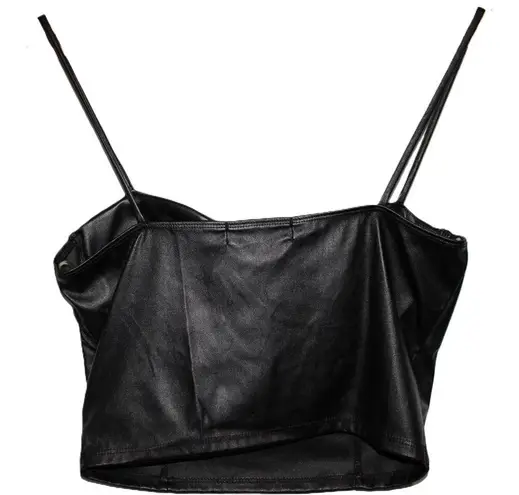 NWOT Womens Liz & Sara Black Faux Leather Strappy Bralette Crop Top Size Large L