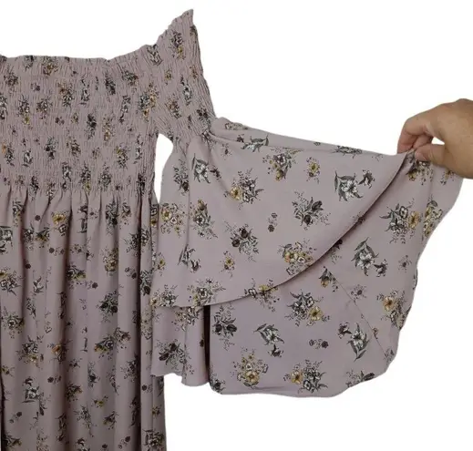 Lime Lush Floral Print Off the Shoulder Mini Dress Dusty Rose Size SMALL New