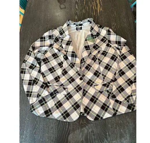 Unique Vintage Beetle Juice Blazer 4X Black/White Plaid Plus Size Women's Jacket