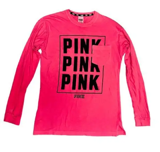 Victoria's Secret Pink Black Logo Graphic Pink TShirt Size XS Y2K Barbiecore