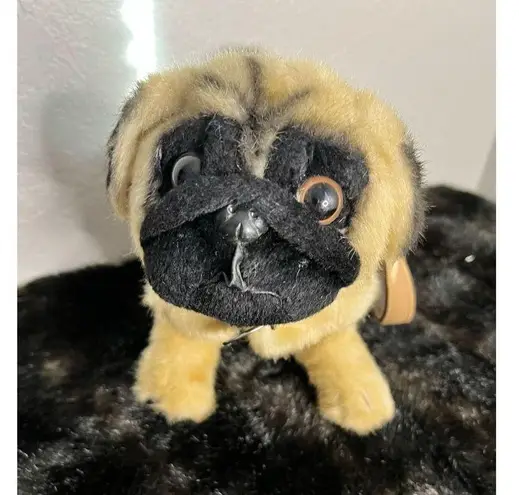 Doggy Bag PUG Dog Plush Purse Zippered Lined Handbag With Strap