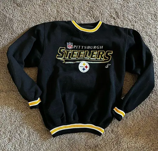Vintage Logo Athletic Steelers Crewneck Sweatshirt Black Size M