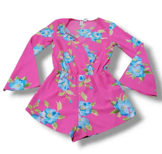 Mimi Chica Romper Size Small Womens Flare Long Sleeve Floral Bohemian Boho Style