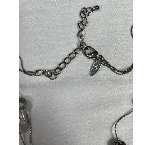 Ny Collection Vintage SKU 041 Multi Layered Silver Necklace With Beaded Accents