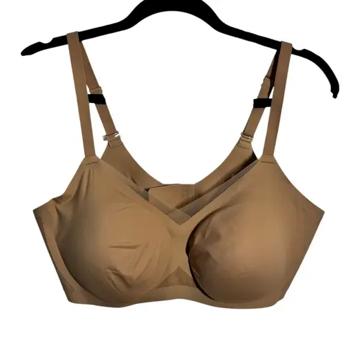 Honeylove Crossover Bra Sz XL Beige Nude Wireless Lite Padding Comfort Adj Strap Tan