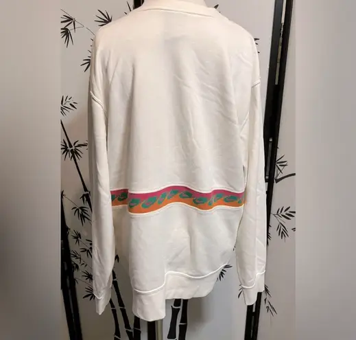 Nike Sportswear "Not A Sample”Fleece Crewneck Pullover White Pink Orange Stripe