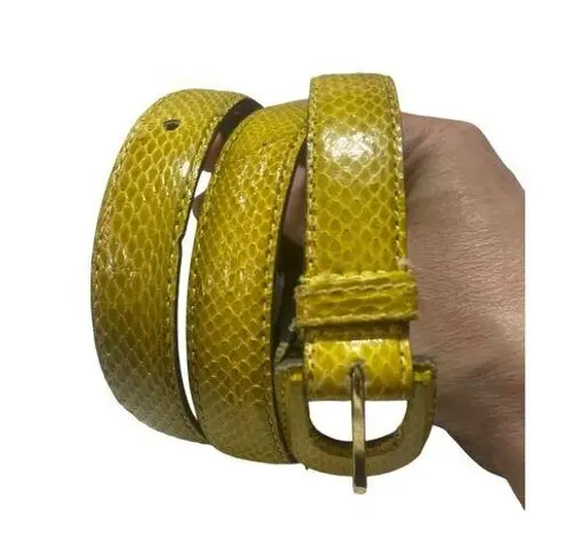 Rayman/Ridless Yellow Snake Print Leather Belt M Made In Thailand Size M