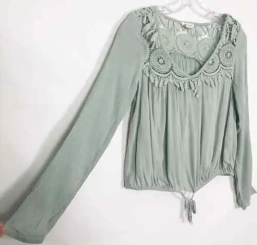 Seven Sisters Top Womens Small Crochet Boho Gauzy Cropped Relaxed Boxy Fairy