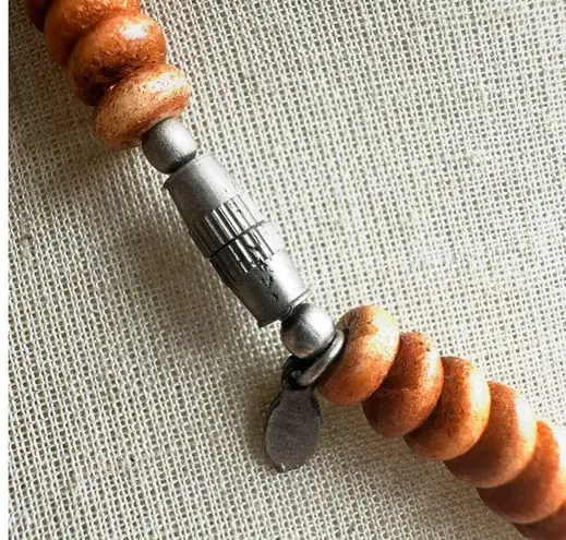 Vintage Indian Wooden Bead Necklace Artisan Boho Choker
