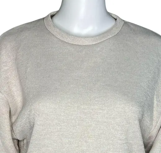 ZARA  Sweater Womens Small Beige Cropped Drop Shoulder Cozy Comfy Casual Lounge