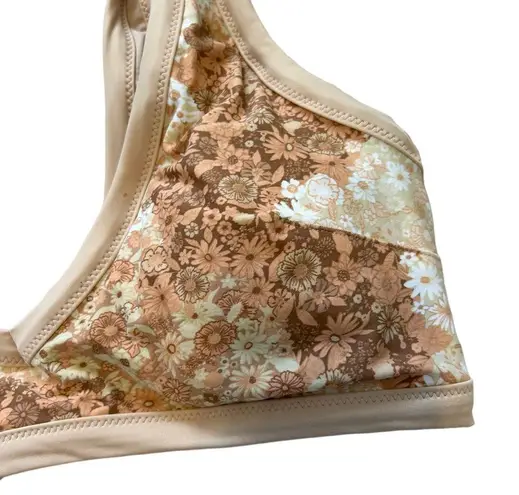 Aerie  scoop Floral Nude tan bra size X-Large