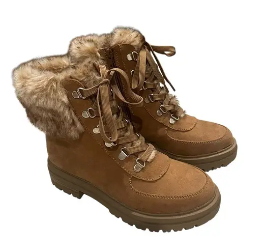 New, Sun + Stone Womens Orlaa Ankle Round Toe Winter & Snow Boots Tan Size 6