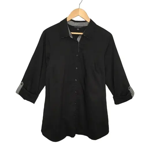 Zac and Rachel New Buffalo Plaid Contrast Long Tab Sleeve Button Down Tunic L