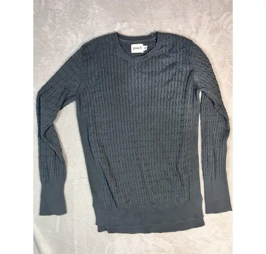 Pact Gray Cable Knit Sweater Women’s M Organic Cotton Pullover Boxy Tunic Size M