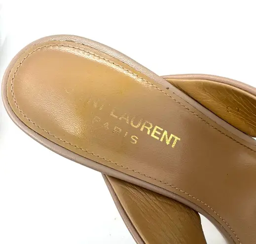 Saint Laurent Loulou Crisscross Leather Mules in Nude Beige – Size 38 | 8