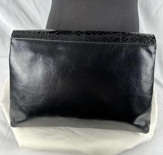 Vintage Jacomo of Paris Crossbody Clutch Purse Black Patent Snakeskin Leather