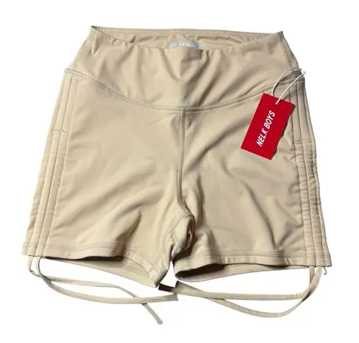 Full Send Nelk Boys Drawstring Shorts Activewear Athleisure Beige Tan
