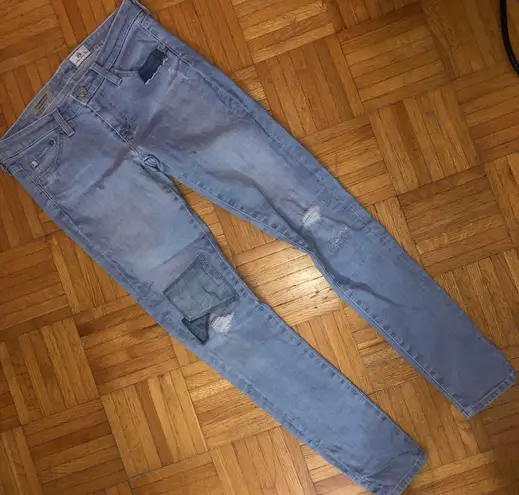 AG Adriano Goldschmied light wash distressed denim