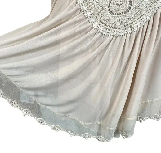 Ultra Pink Small Victorian Top Asymmetrical Crochet Lace Lined Long Bell Sleeves