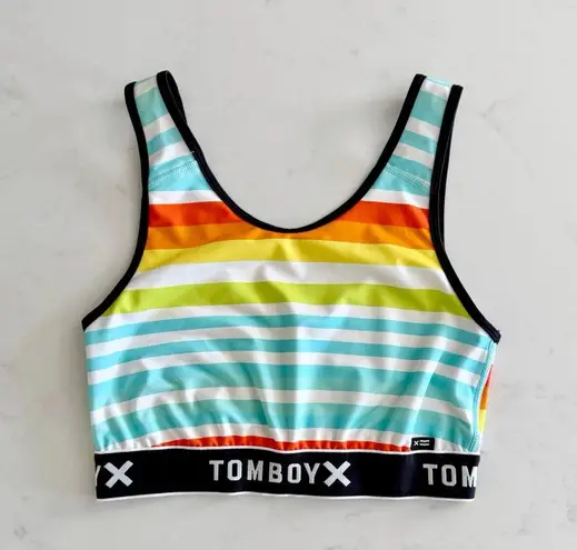 TomboyX Sunset Stripes Sport & Swim Top, sz. S Black