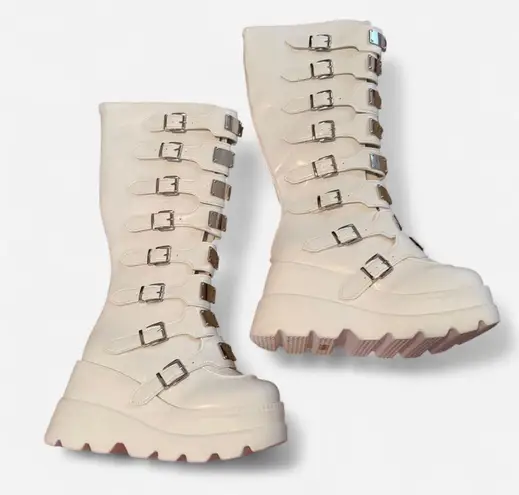 New Chunky white goth boots Size 7
