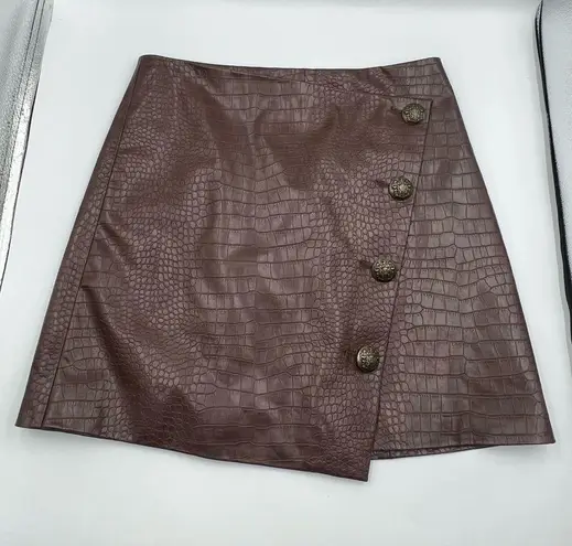 Veronica Beard Dinard Faux Crocodile Leather Skirt