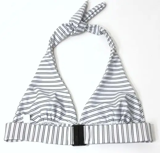 Halter Bikini Top M 8 Striped White Black Tie Neck Size M