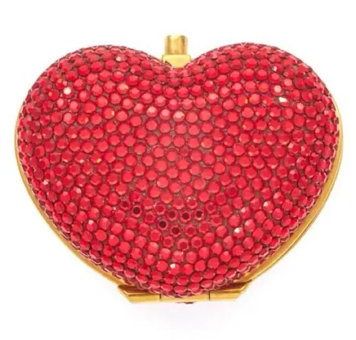 Authentic Judith Leiber RARE Red Crystal Strass Heart & Soul Pill Box