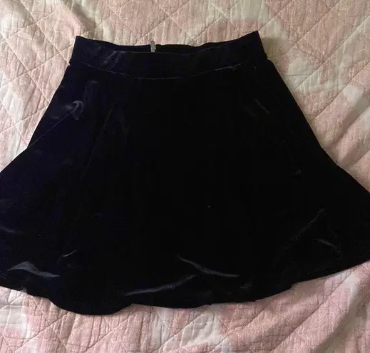 Divided Black Velvet Skirt