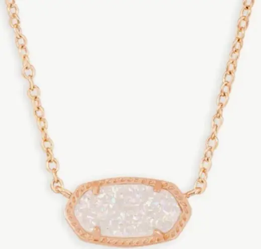 Kendra Scott NWT  Elisa Rose Gold Pendant Necklace in Iridescent Drusy $70 MSRP