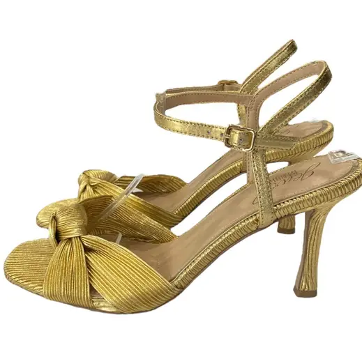 Badgley Mischka Jewel Women's Hydee Knot Stiletto Evening Sandals Size 8 Gold