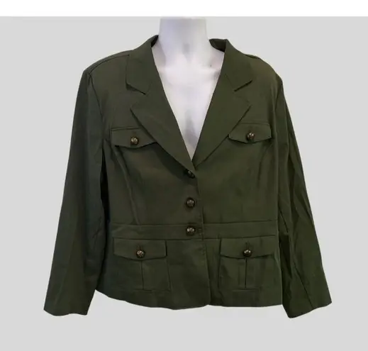 Studio 1940 Olive Green Women's Blazer Jacket With Four Pockets & Button