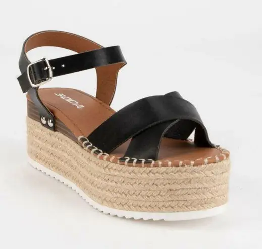 Black Espadrille Wedges Sandal Size 6.5
