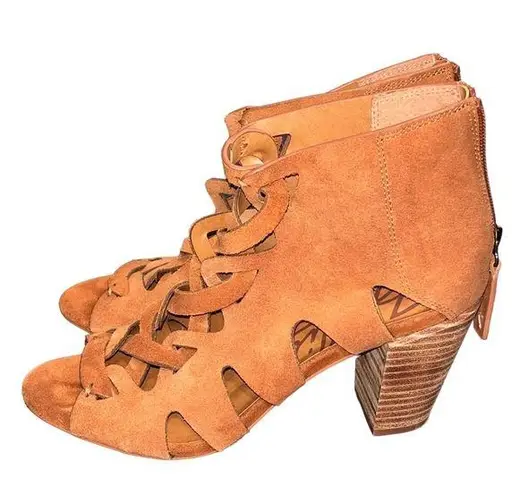 Zodiac Cognac Suede Camila Women’s Cut Out Open Toe Booties